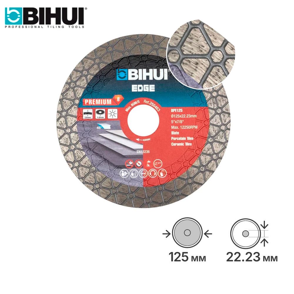 Алмазный диск для заусовки плитки под 45° BIHUI 125мм, арт.DPE125