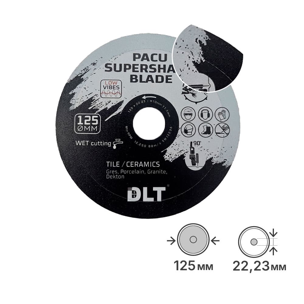 Алмазный диск DLT Pacu (ЗАВОДСКОЙ РЕЗ), 125x1,1мм из черной смолы, арт.5194
