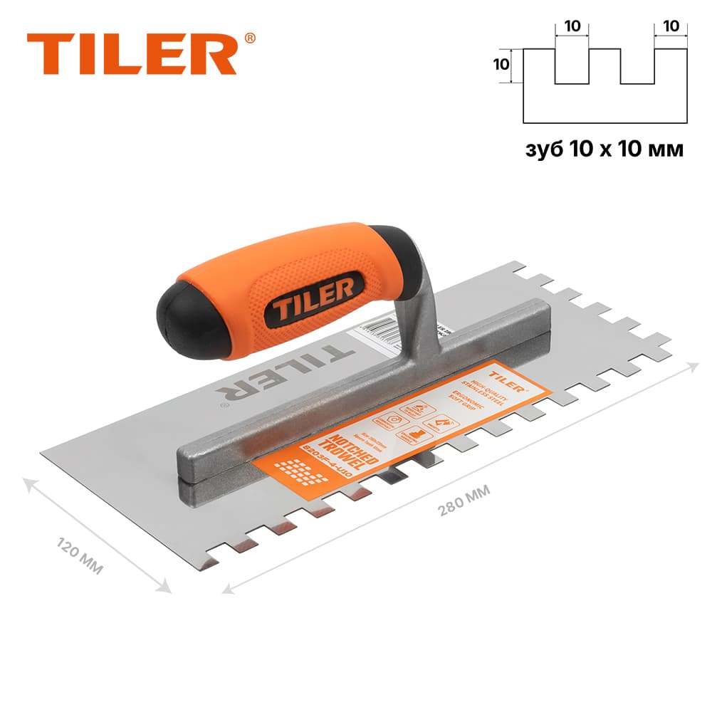 Гребенка Tiler 280*120мм, зуб 10мм, арт.4996