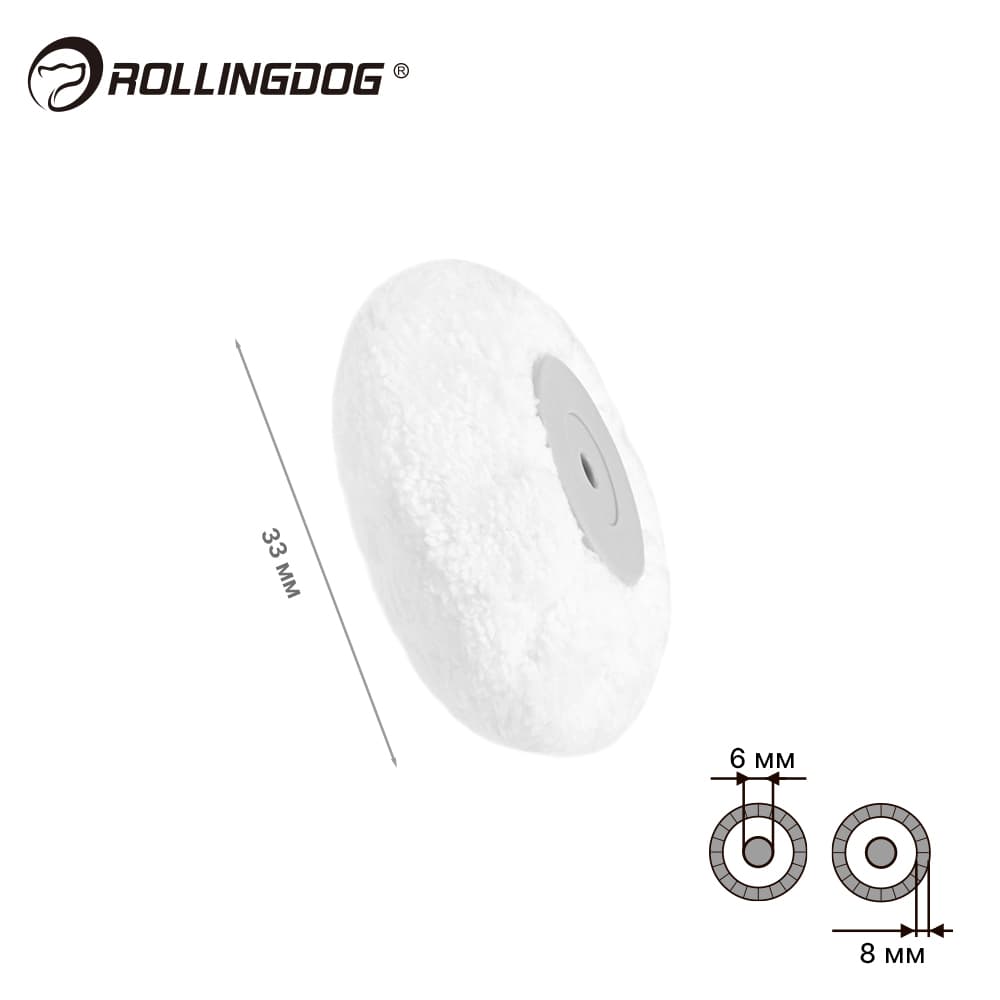 Угловой валик Rollingdog Corner Wheel 33мм, ворс 8мм, для бюгеля 6мм, микрофибра, арт.00463