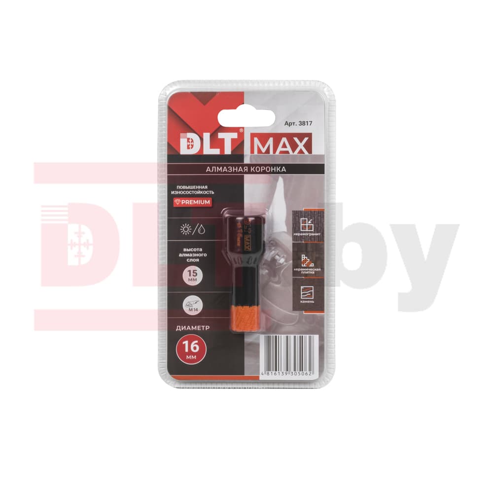Коронка алмазная для керамогранита и камня DLT MAX, 16мм, арт. 3817 - фото 4