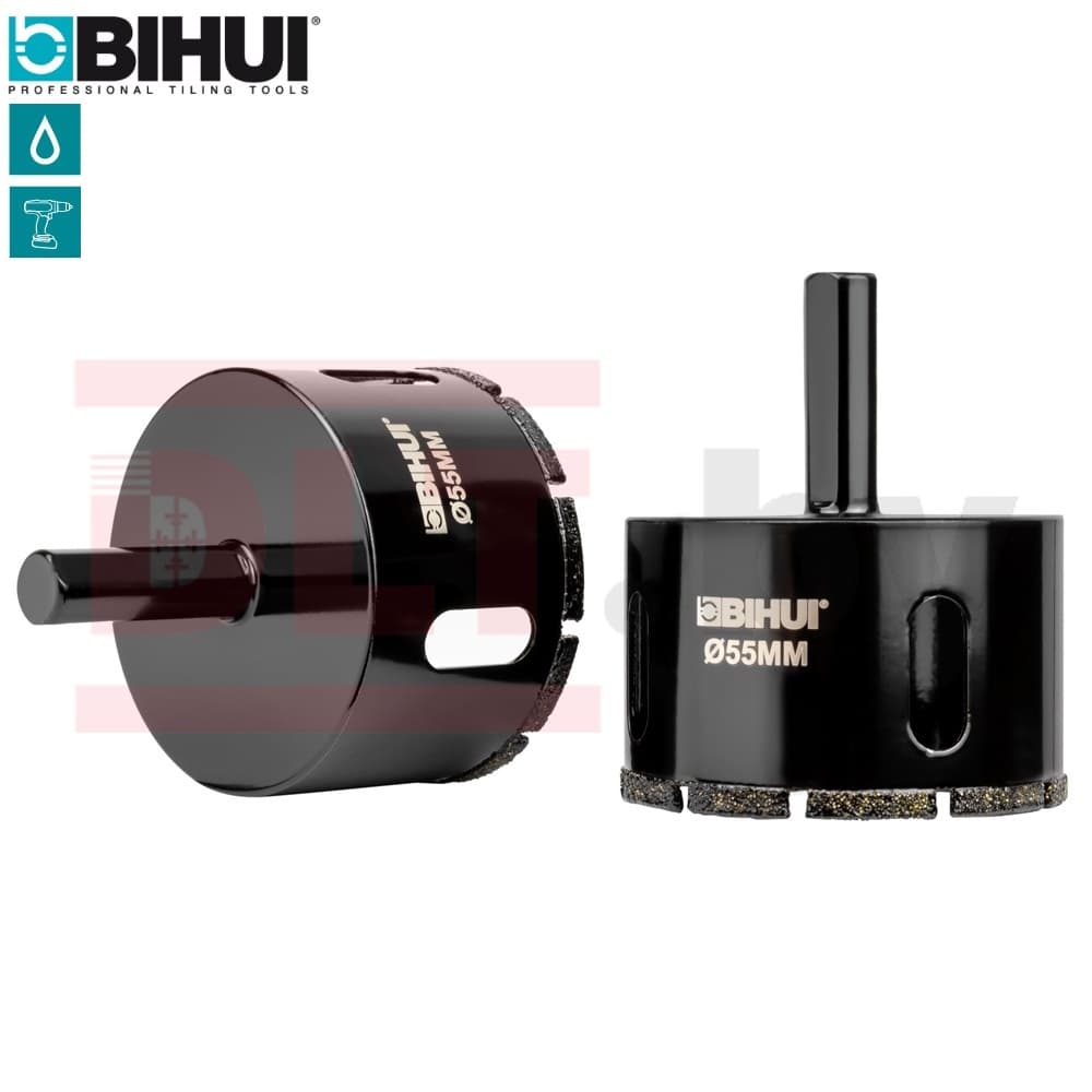 Алмазная коронка по стеклу и керамике BIHUI (гальваническая алмазная коронка), 55мм, арт.DBW55