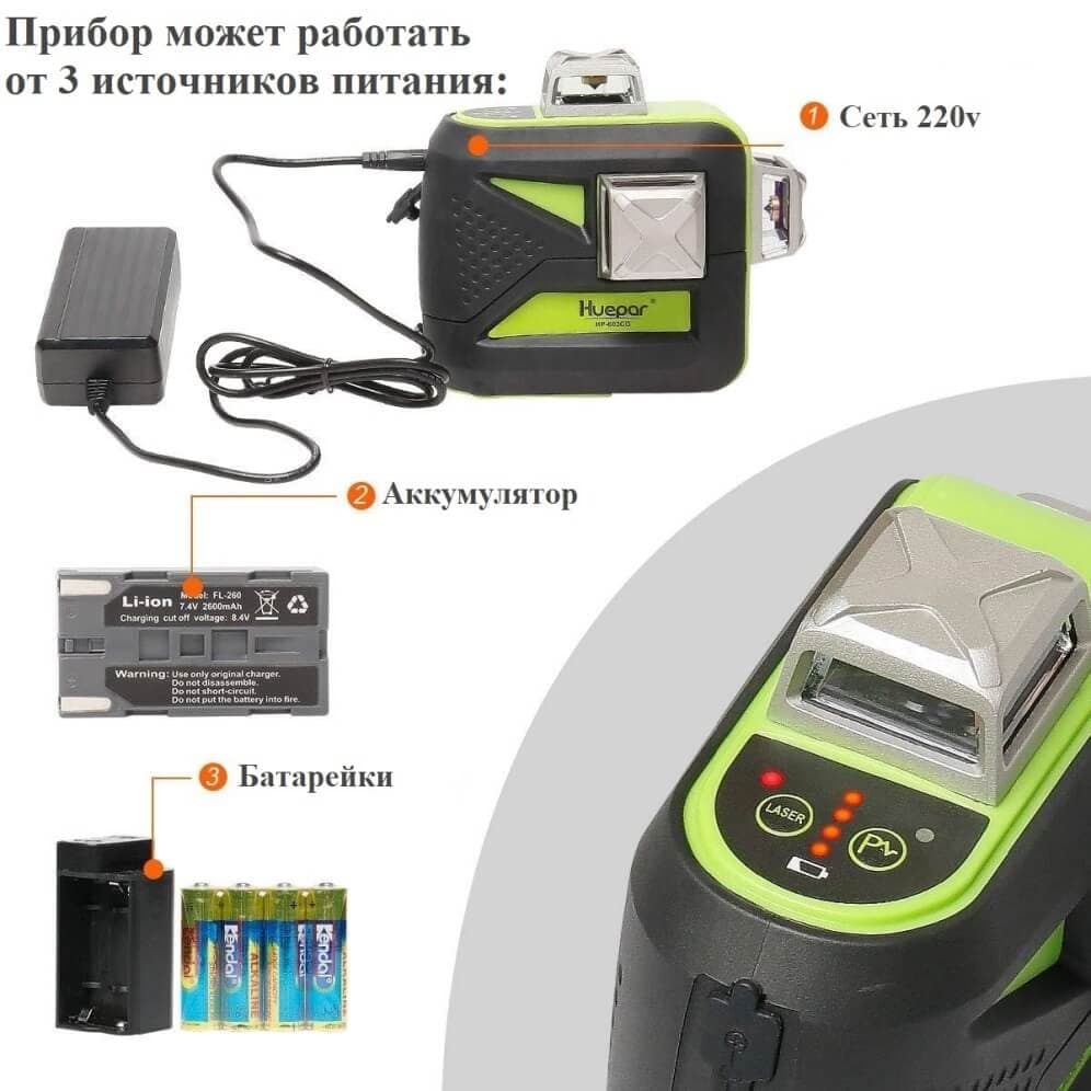 Лазерный уровень (нивелир) 3D Huepar 603CG PRO, арт.0881 - фото 8