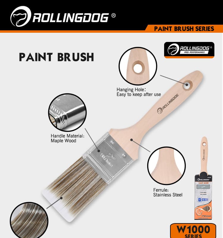 Кисть Rollingdog W1000 25мм, прямой срез, синтетика, серия Professional, арт.10188 - фото 5