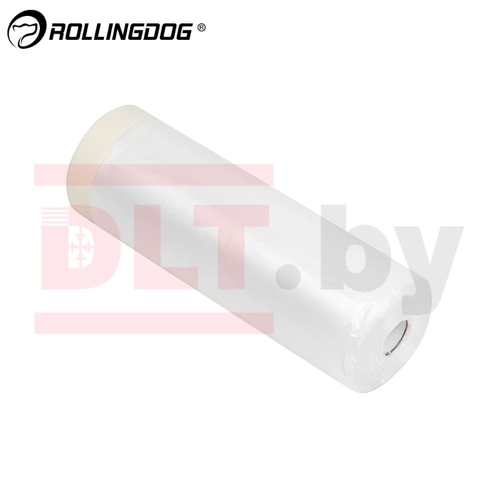 Укрывное полотно на малярной ленте Rollingdog Masking Film 8мкм, 280см*15м, арт.81517