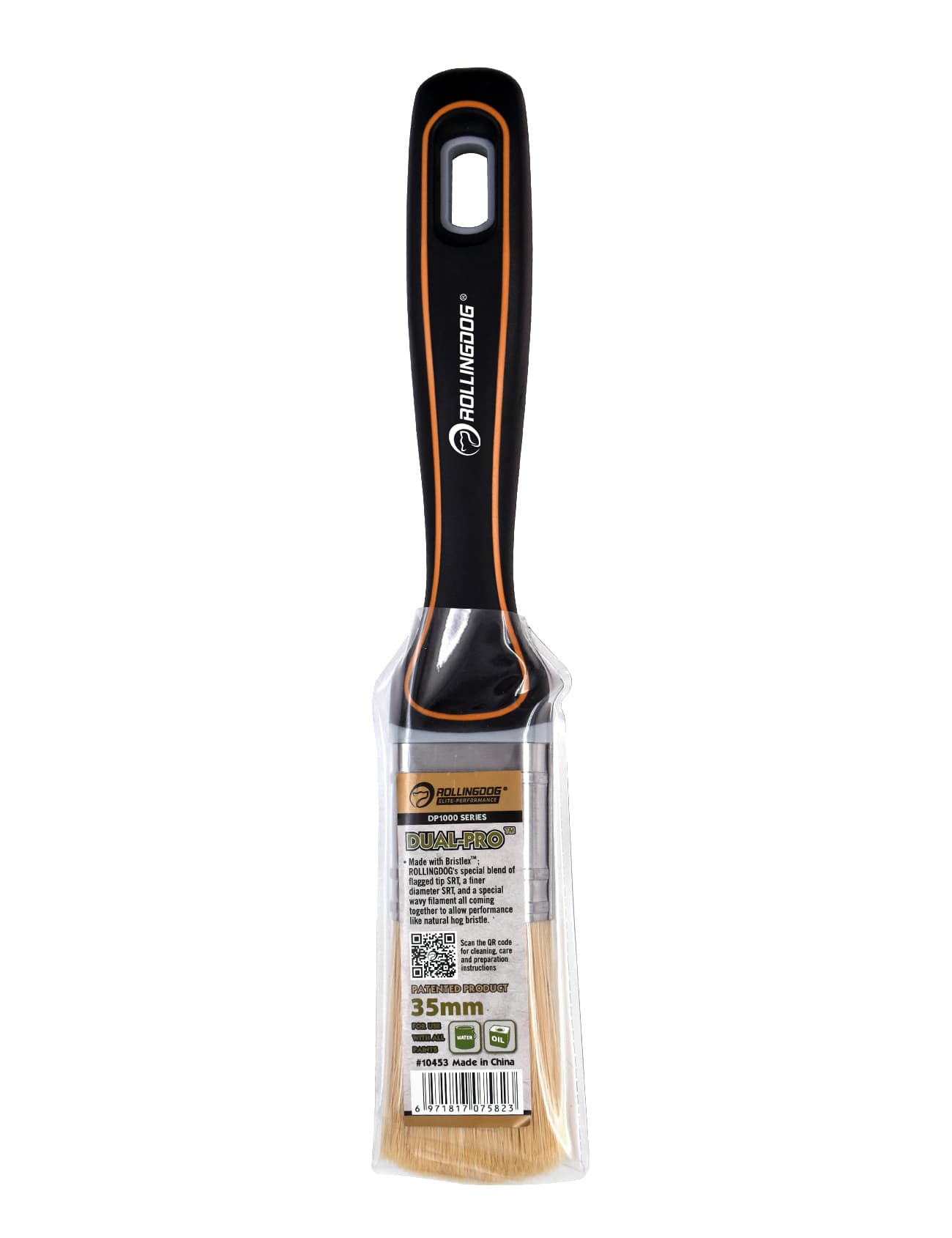 Кисть Rollingdog DUAL-PRO 35мм, прямой срез, синтетика, серия Elite, арт.10453 - фото 3