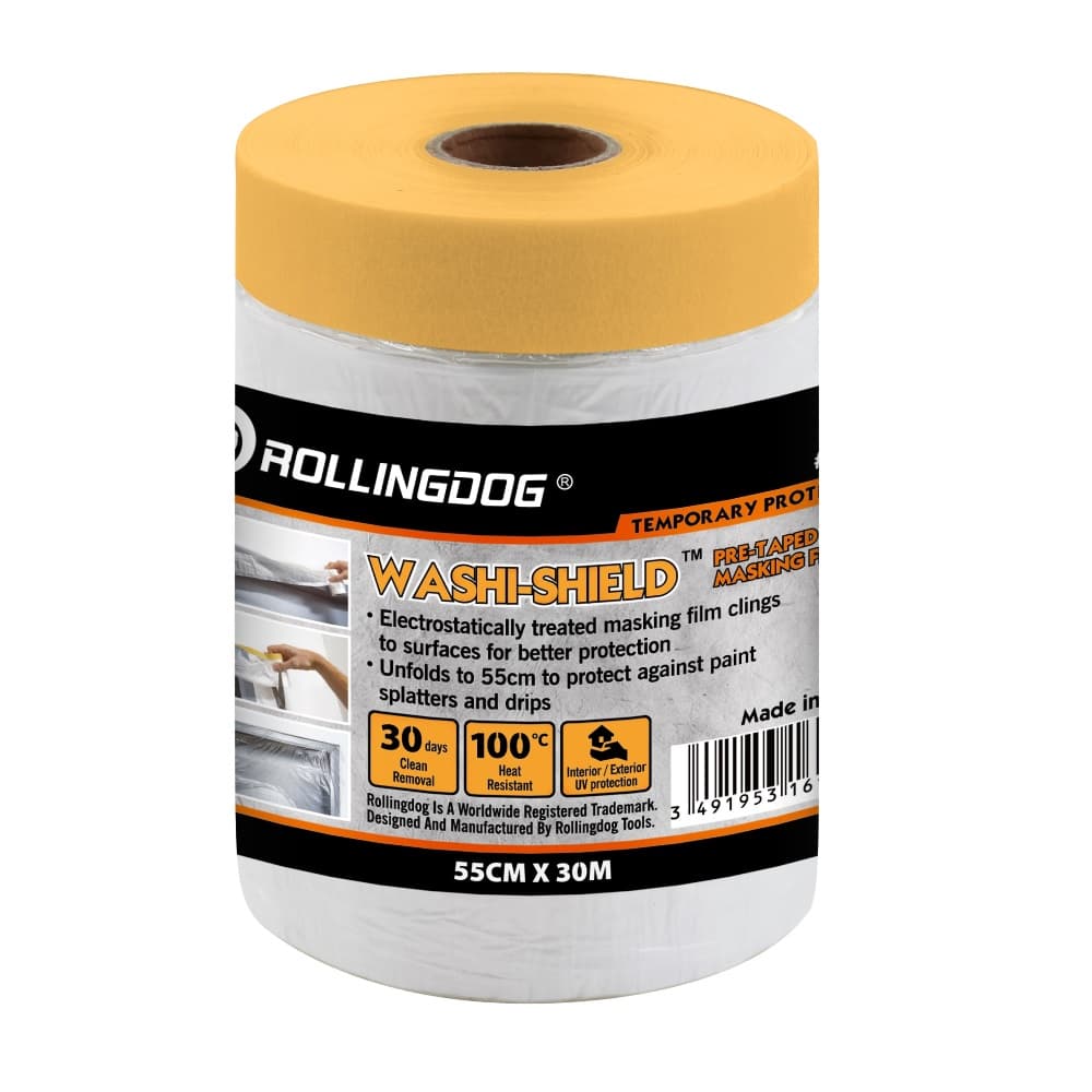 Укрывное полотно на малярной ленте Rollingdog WASHI-SHIELD 8мкм, 55см*30м, арт.80510 - фото 5