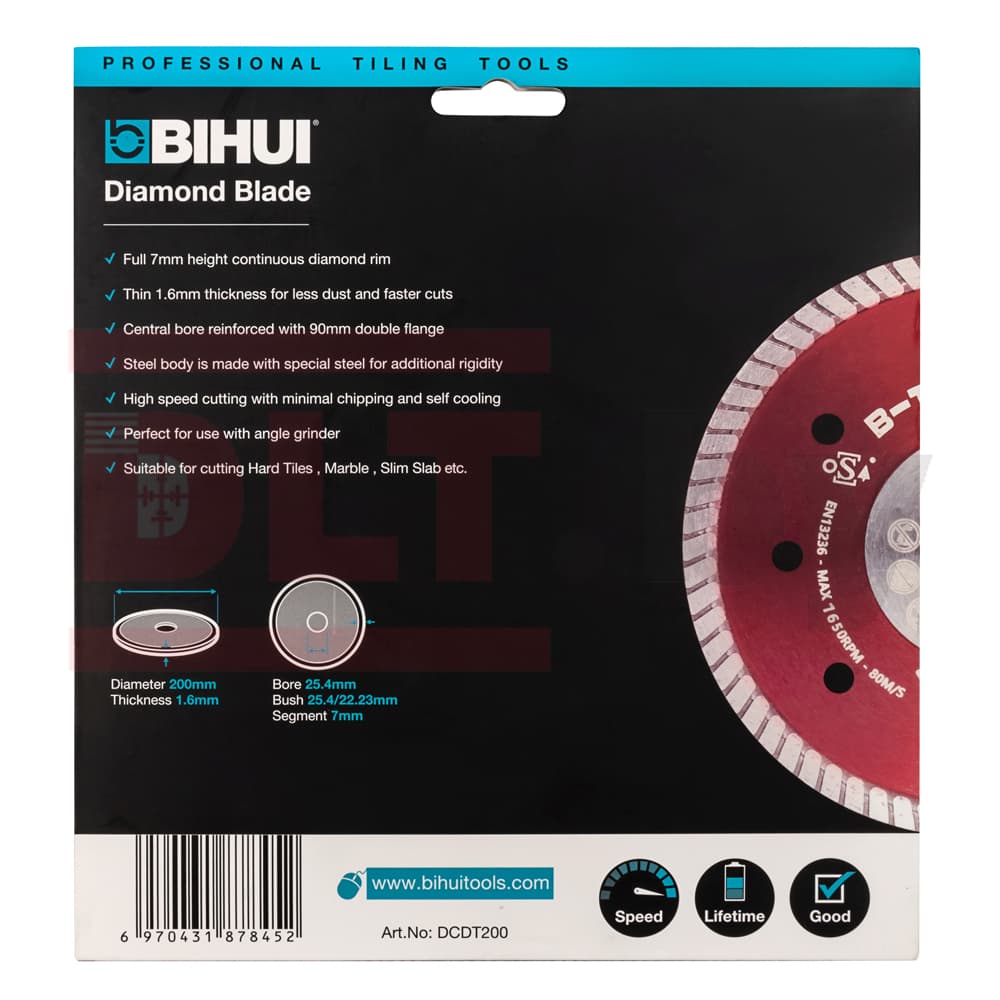 Алмазный диск BIHUI B-TURBO, 200х1,6мм, арт.DCDT200 - фото 6