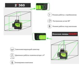 Лазерный уровень (нивелир) Huepar HP-902CG, арт.0219 - фото 21