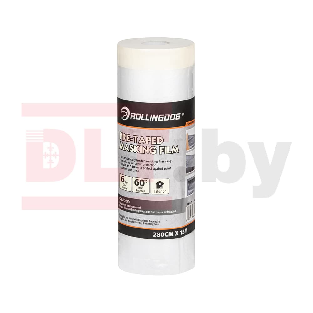 Укрывное полотно на малярной ленте Rollingdog Masking Film 8мкм, 280см*15м, арт.81517 - фото 3
