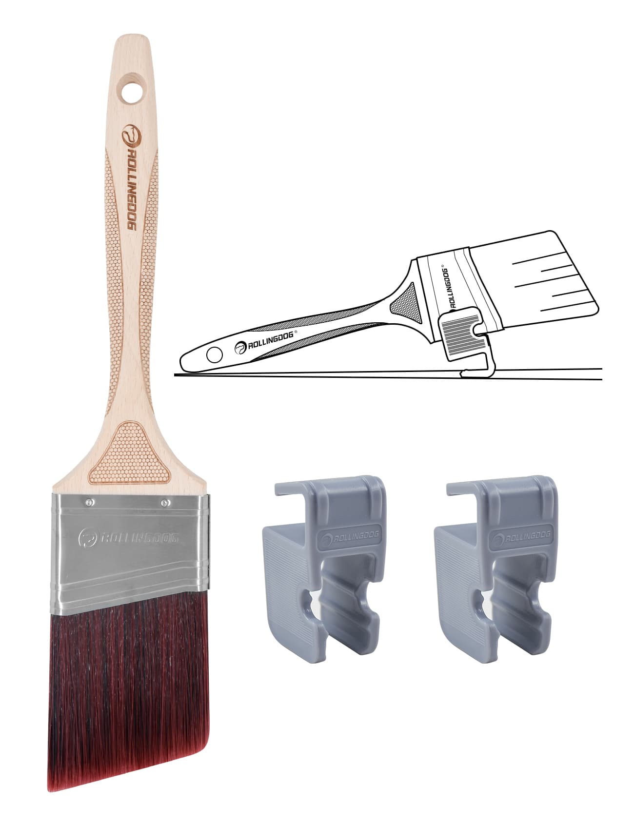 Кисть Rollingdog X1000 63мм, угловой срез, синтетика, серия Professional, арт.10272 - фото 8