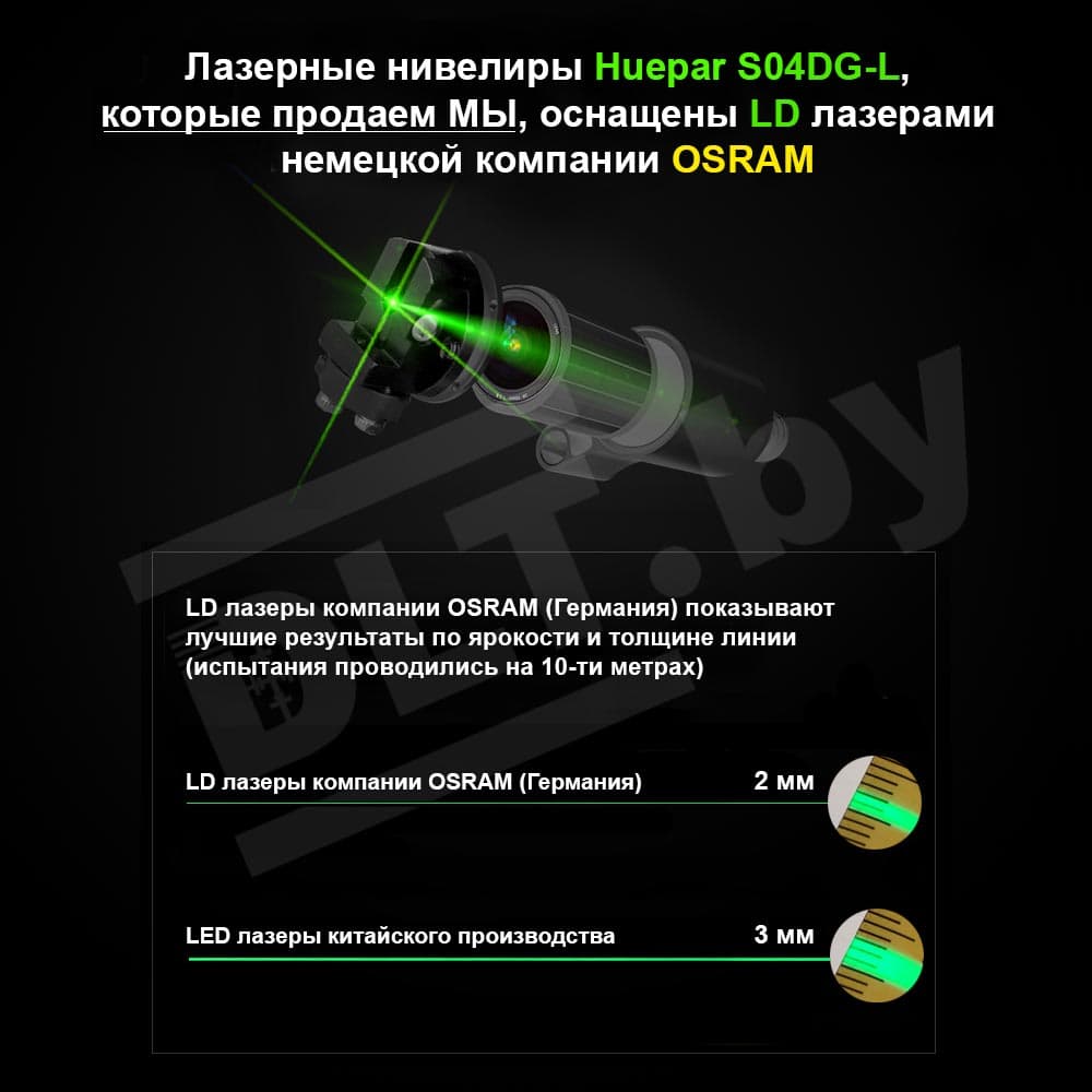 Уровень лазерный Huepar S03CG-L, арт.0735 - фото 2
