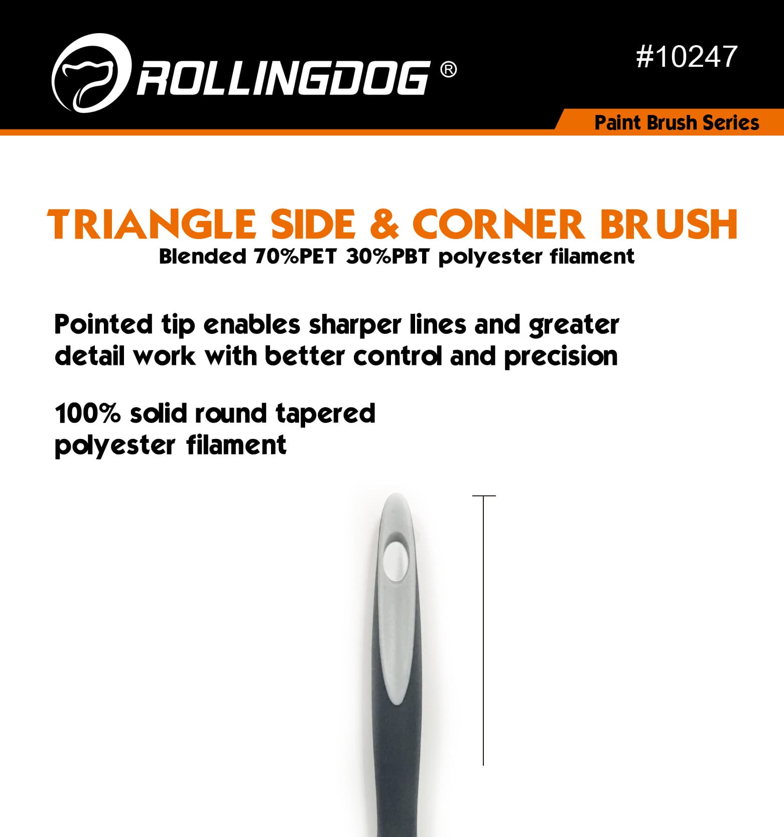 Кисть Rollingdog DT1000 треугольная, смешанная щетина, серия Professional, арт.10247 - фото 4