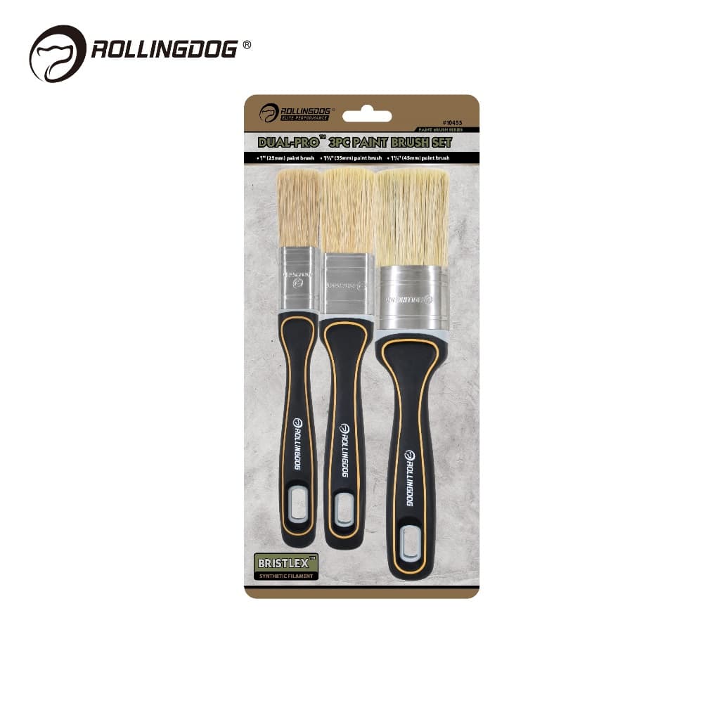 Набор кистей Rollingdog DUAL-PRO 25/35/45мм, синтетика, серия Elite, арт.10455 - фото 7
