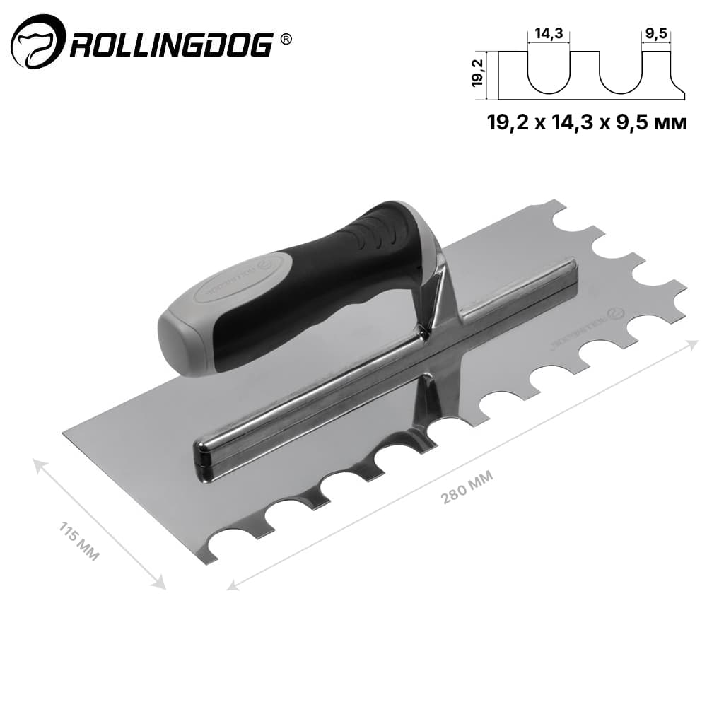 Гребенка Rollingdog 280*115мм, зуб полукруг, серия Professional, арт.50145