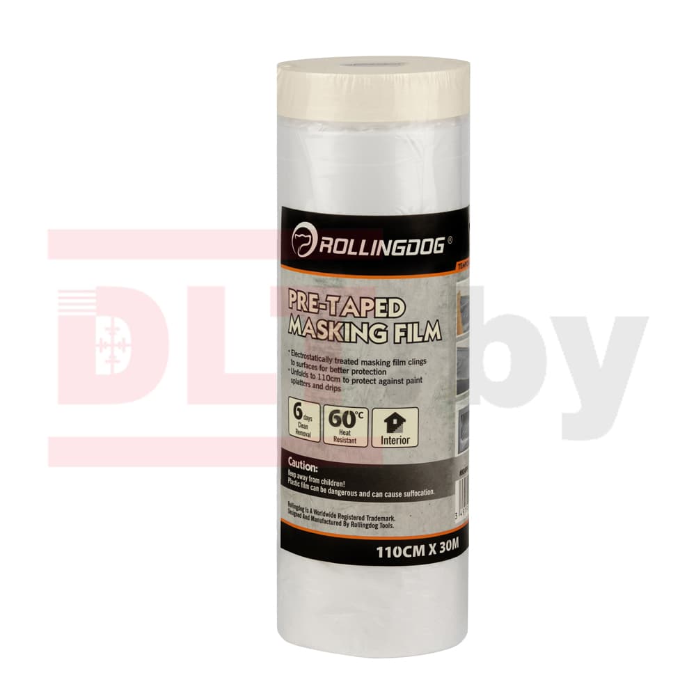 Укрывное полотно на малярной ленте Rollingdog Masking Film 8мкм, 110см*30м, арт.80499 - фото 3