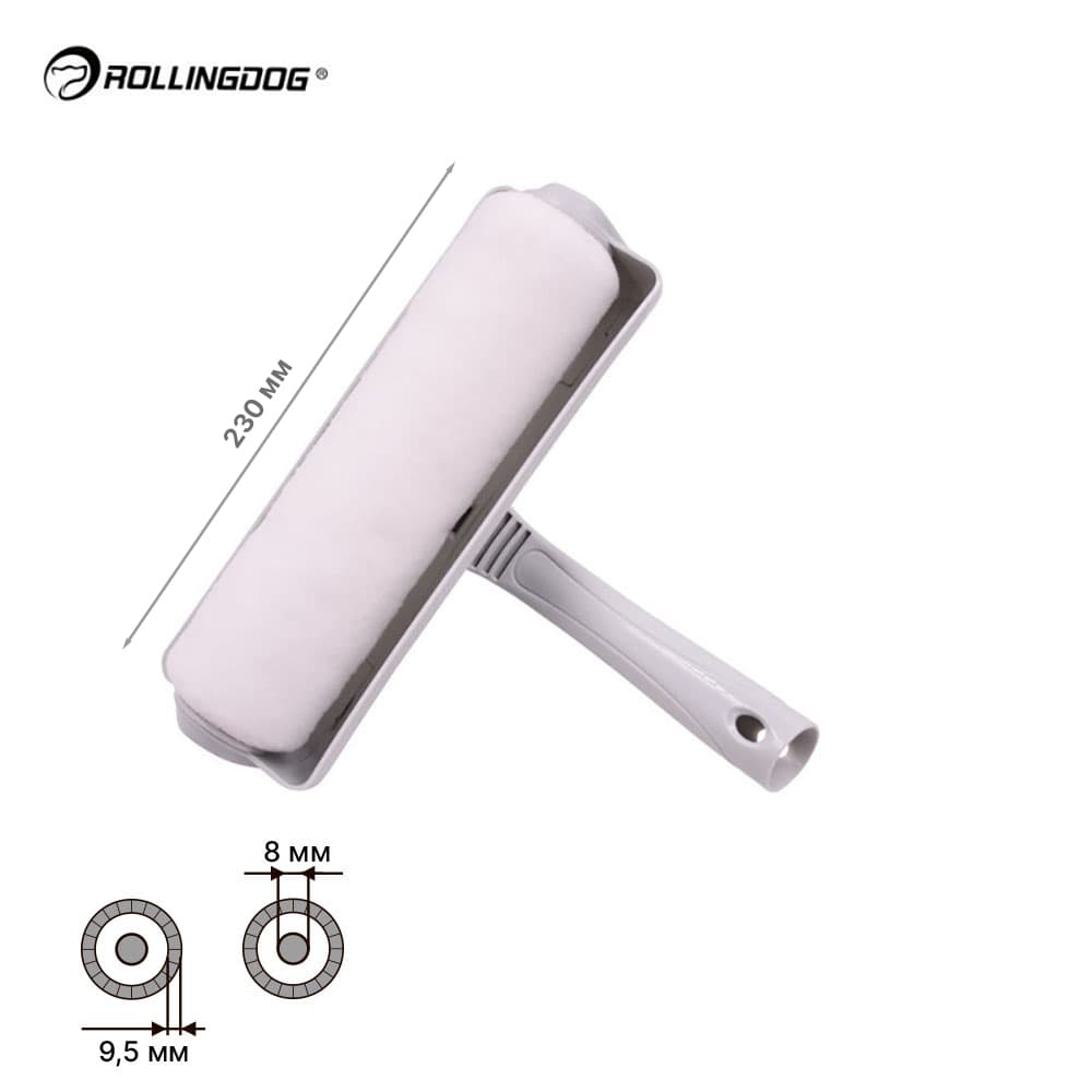 Валик с поворотным бюгелем Rollingdog PRO-ANGLE 230мм, ворс 9,5мм, микрофибра, арт.60174