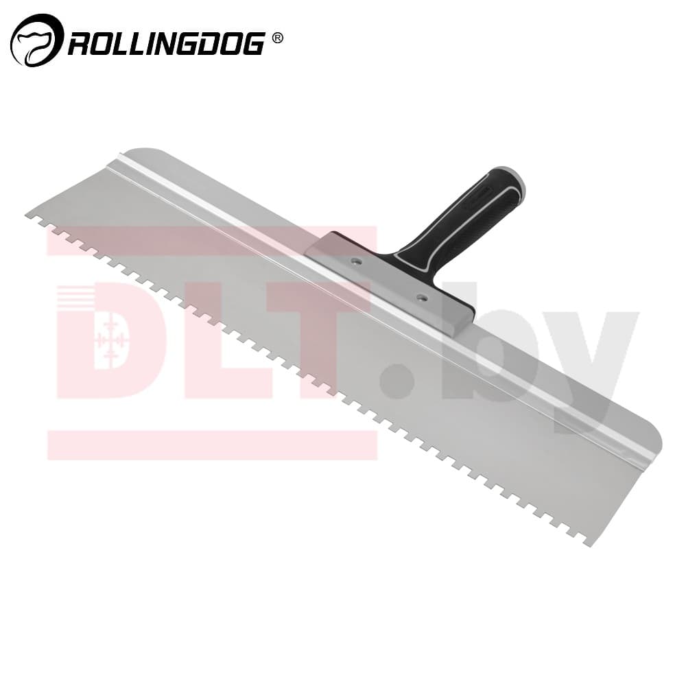 Шпатель зубчатый Rollingdog 450мм, прямое лезвие, зуб 6мм, резьба, серия Elite, арт.50559