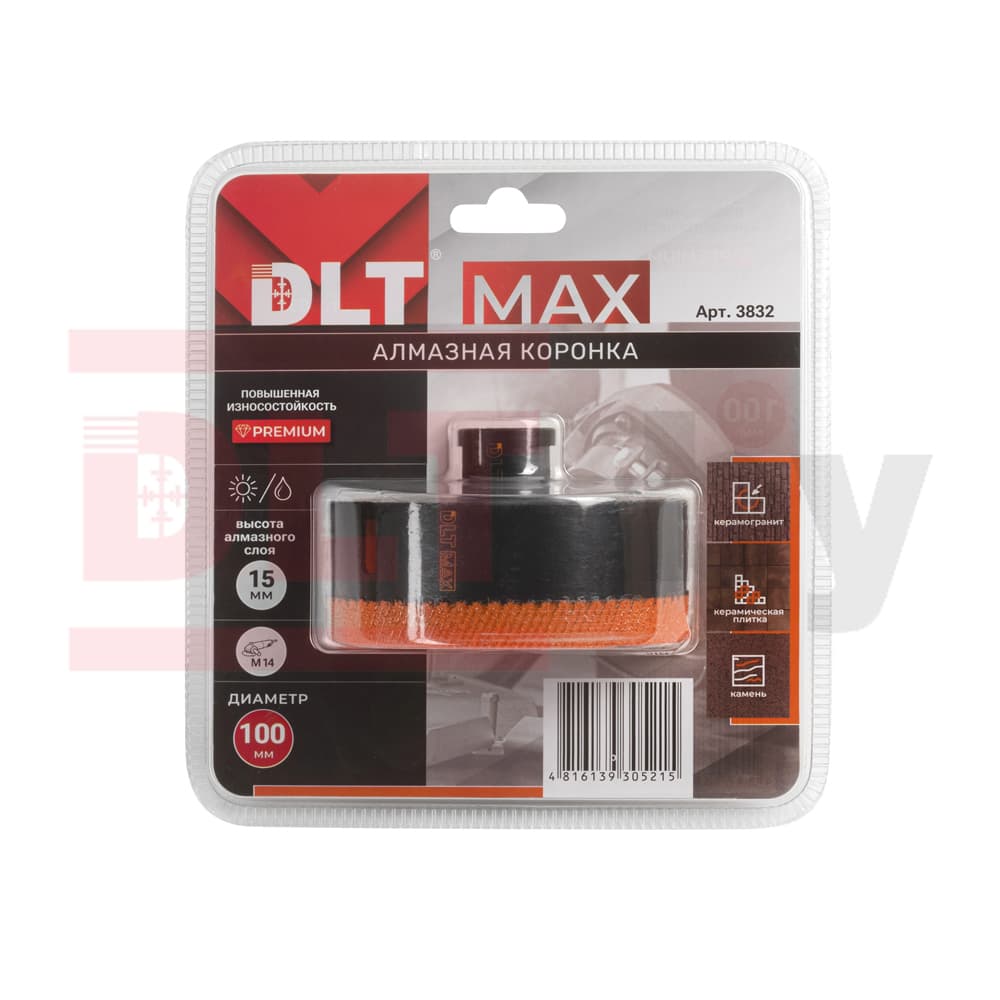Коронка алмазная для керамогранита и камня DLT MAX, 100мм, арт. 3832 - фото 4