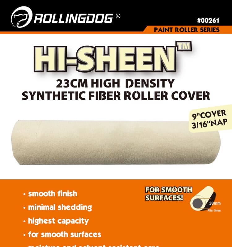 Валик Rollingdog HI-SHEEN 230мм, ворс 5мм, для каркаса 38мм, синтетика, арт.00261 - фото 2