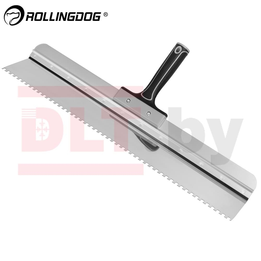 Шпатель зубчатый Rollingdog 600мм, загнутое лезвие, зуб 6мм, конус, серия Elite, арт.50562