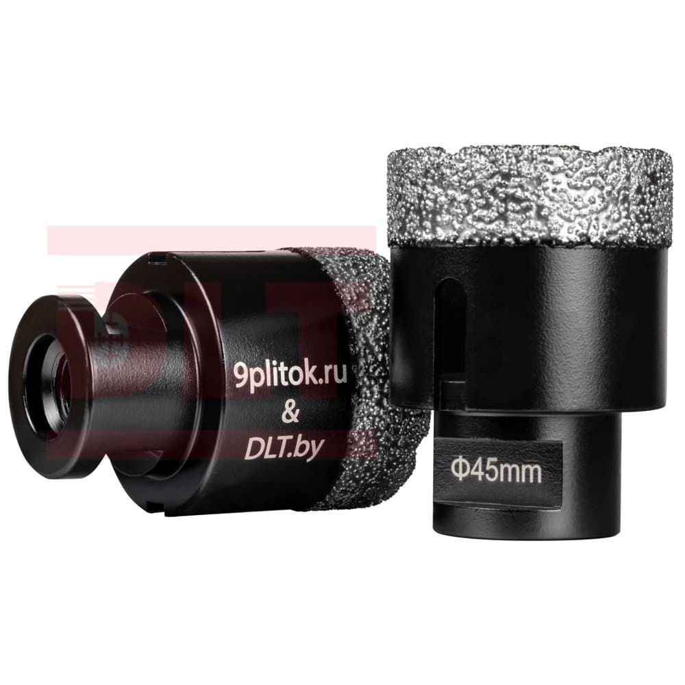 Коронка алмазная DLT&amp;amp;9plitok, ПРЕМИУМ класс, вакуумная пайка, 45мм, арт.0489