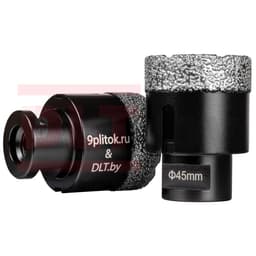 Коронка алмазная DLT&amp;amp;9plitok, ПРЕМИУМ класс, вакуумная пайка, 45мм, арт.0489