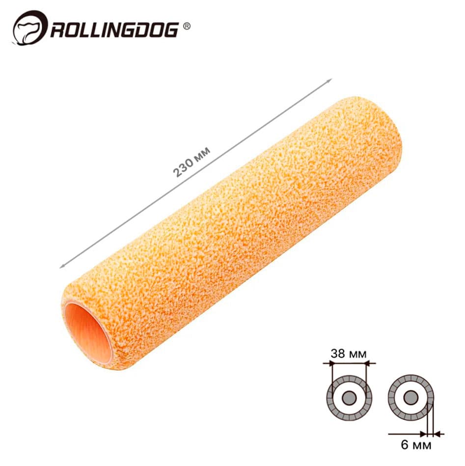 Валик Rollingdog SUPER-MICRO 230мм, ворс 6мм, для каркаса 38мм, микрофибра, арт.00200