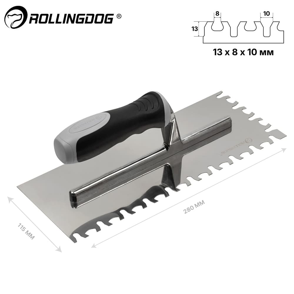 Гребенка Rollingdog 280*115мм, зуб тигровый коготь, серия Professional, арт.50144