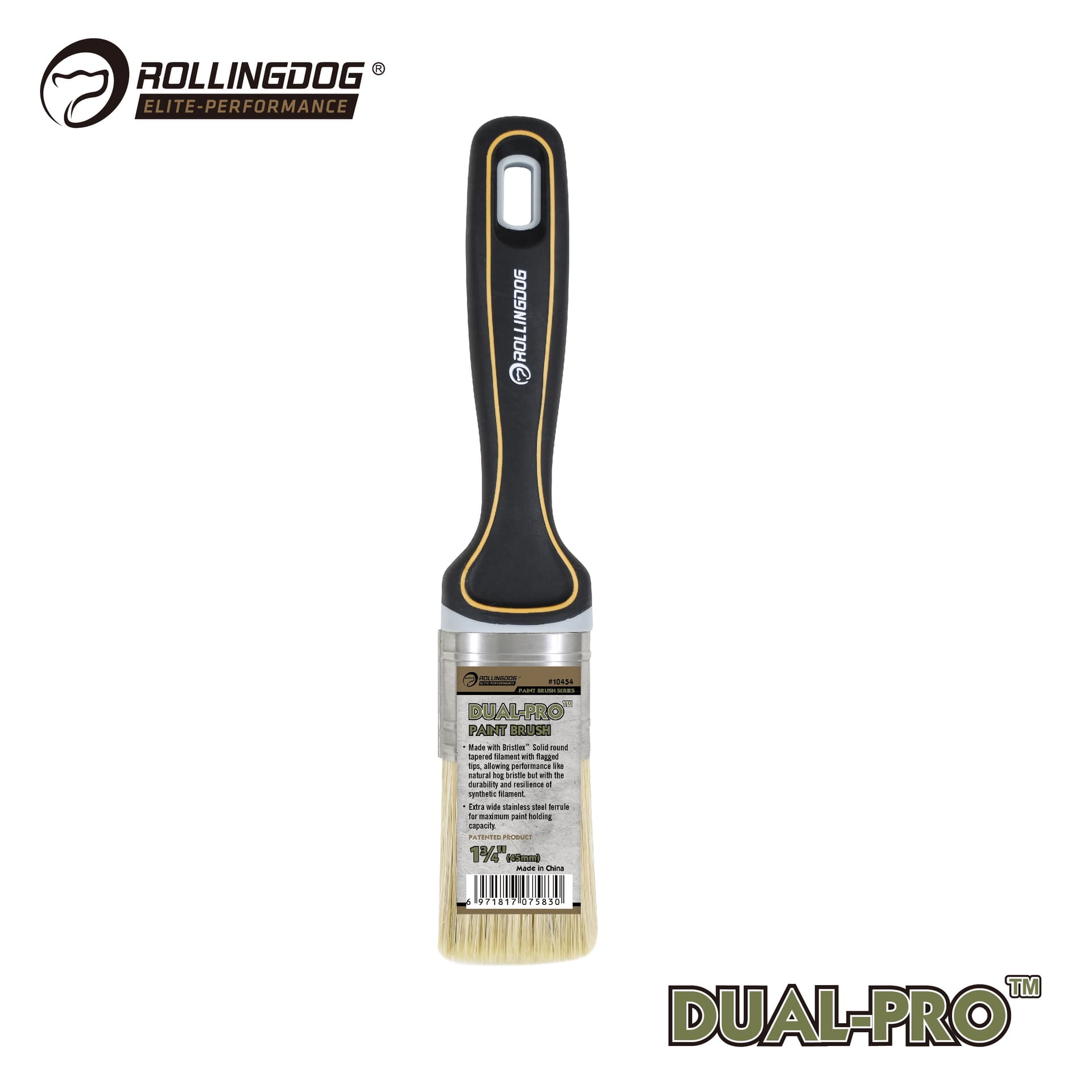 Кисть Rollingdog DUAL-PRO 45мм, прямой срез, синтетика, серия Elite, арт.10454 - фото 7