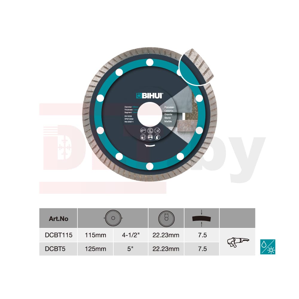 Алмазный диск BIHUI THIN TURBO, 115х1,4мм, арт.DCBT115 - фото 2