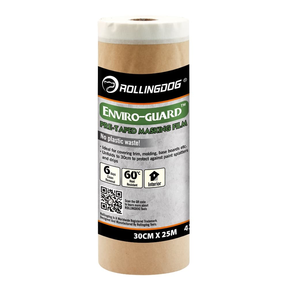 Укрывная бумага на малярной ленте Rollingdog ENVIRO-GUARD 42 г/м², 30см х 25м, арт.81418 - фото 5