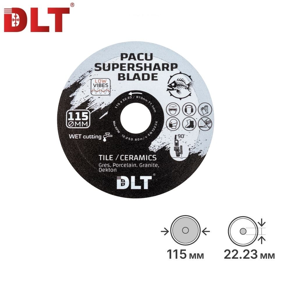 Алмазный диск DLT Pacu (ЗАВОДСКОЙ РЕЗ), 115x1,1мм из черной смолы, арт.5193