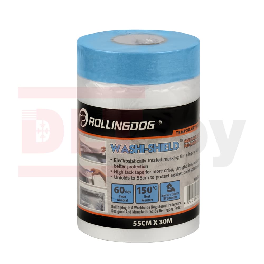 Укрывное полотно на малярной ленте Rollingdog WASHI-SHIELD 8 мкм, 55см*30м, арт.81449 - фото 3