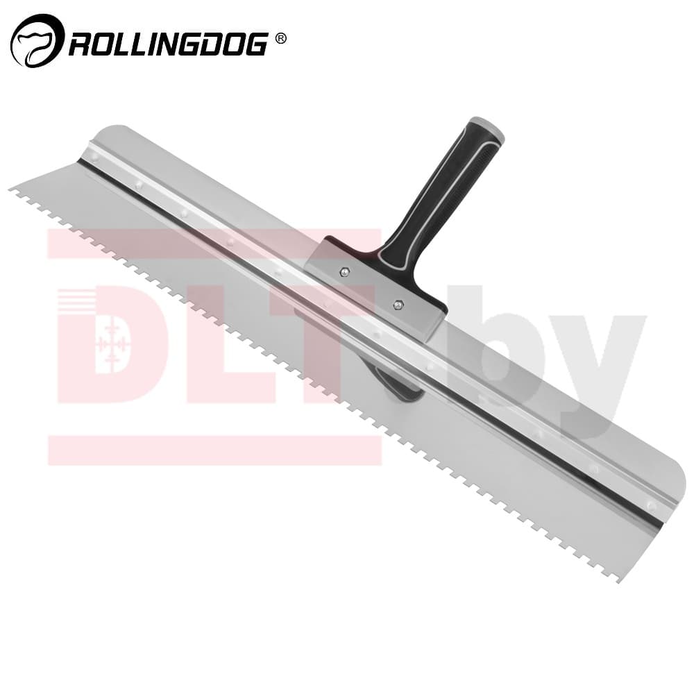 Шпатель зубчатый Rollingdog 600мм, загнутое лезвие, зуб 6мм, резьба, серия Elite, арт.50558