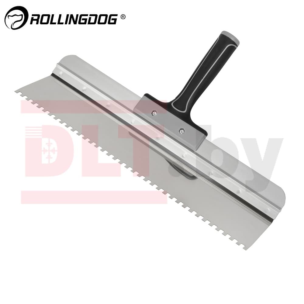 Шпатель зубчатый Rollingdog 450мм, загнутое лезвие, зуб 6мм, резьба, серия Elite, арт.50557