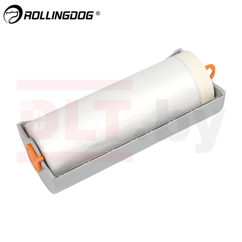Укрывное полотно на малярной ленте с диспенсером Rollingdog 8мкм, 110см*30м, арт.80500