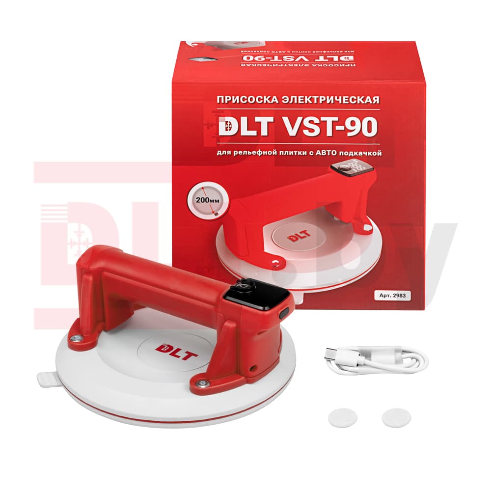 Присоска электрическая DLT VST-90 для рельефной плитки с АВТО подкачкой, арт. 2983