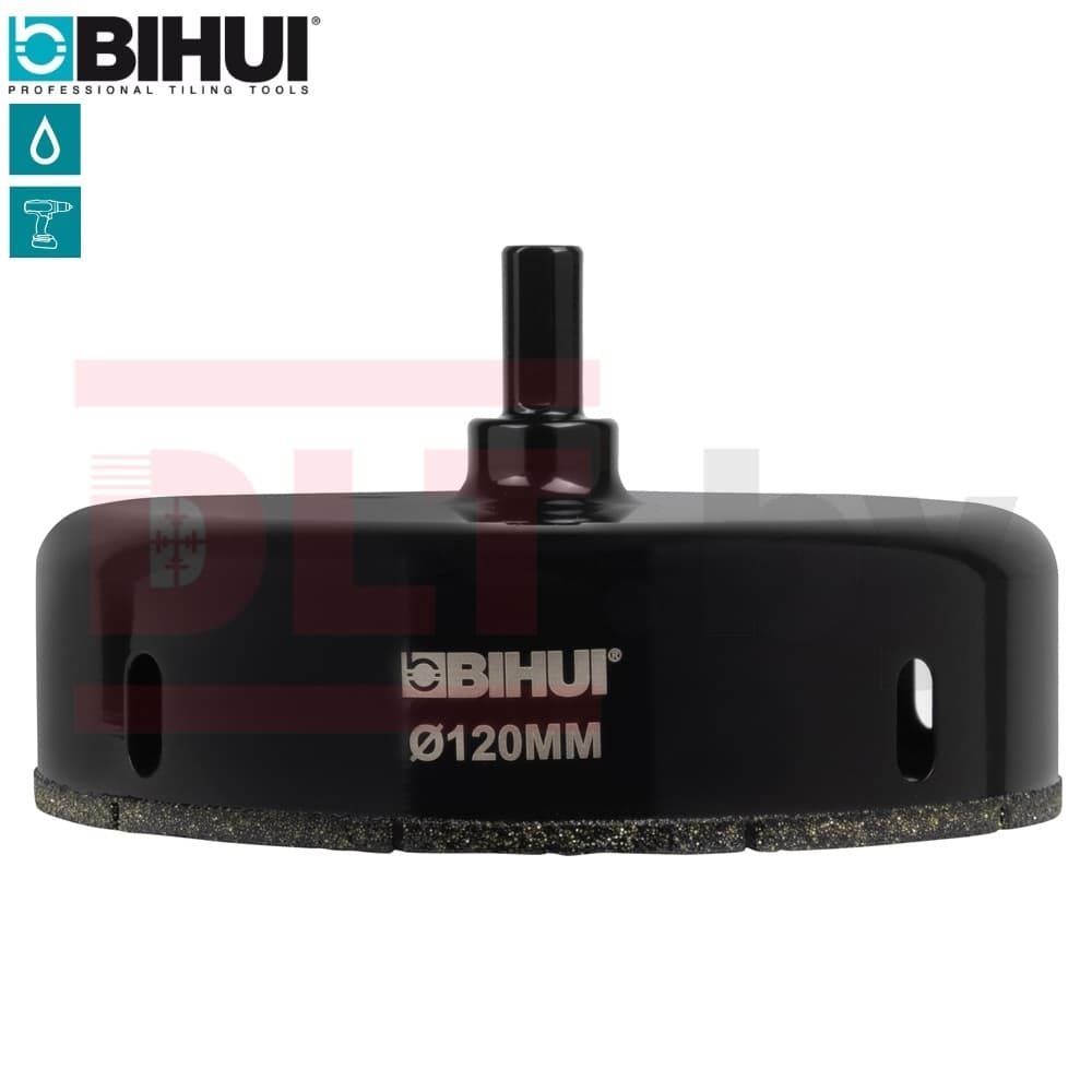 Алмазная коронка по стеклу и керамике BIHUI (гальваническая алмазная коронка), 120мм, арт.DBW120