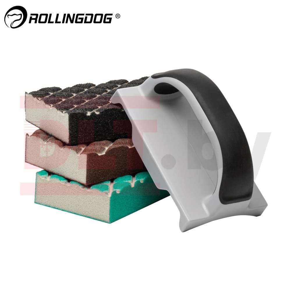 Набор абразивных губок с ручкой #60/#120/#180 Rollingdog №1, арт.90177
