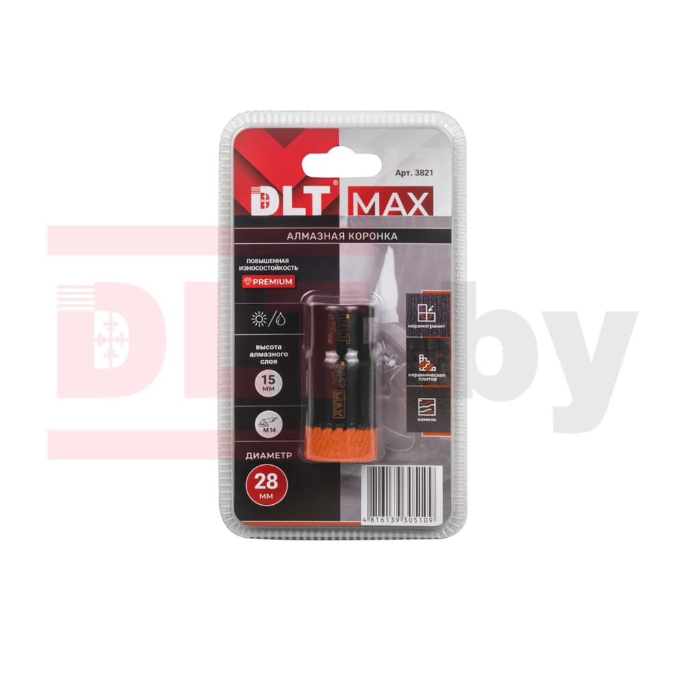 Коронка алмазная для керамогранита и камня DLT MAX, 28мм, арт. 3821 - фото 4