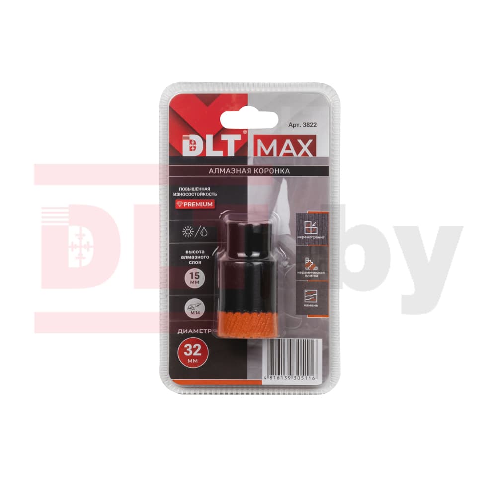 Коронка алмазная для керамогранита и камня DLT MAX, 32мм, арт. 3822 - фото 4