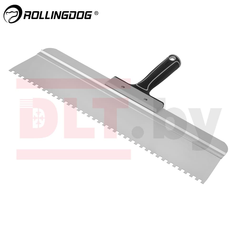Шпатель зубчатый Rollingdog 450мм, прямое лезвие, зуб 6мм, конус, серия Elite, арт.50563