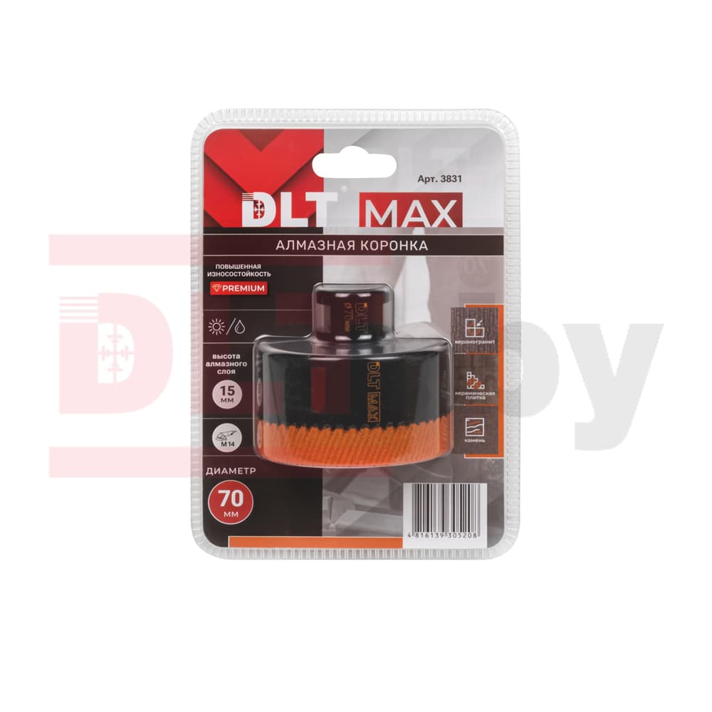 Коронка алмазная для керамогранита и камня DLT MAX, 70мм, арт. 3831 - фото 4