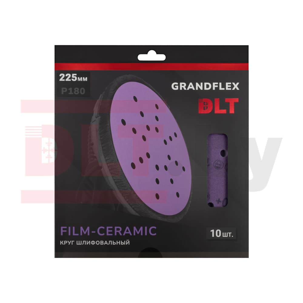 Круг шлифовальный DLT GrandFlex FILM-CERAMIC, P180, 225мм, 10шт, (на плёнке, керамика точной формы), арт.3009 - фото 3