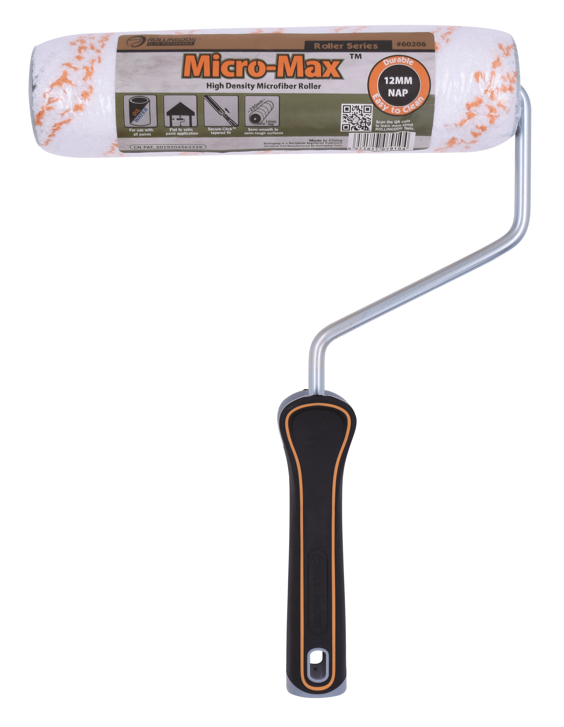 Валик с бюгелем Rollingdog MicroMax 230мм, ворс 12мм, микрофибра, арт.60206 - фото 9