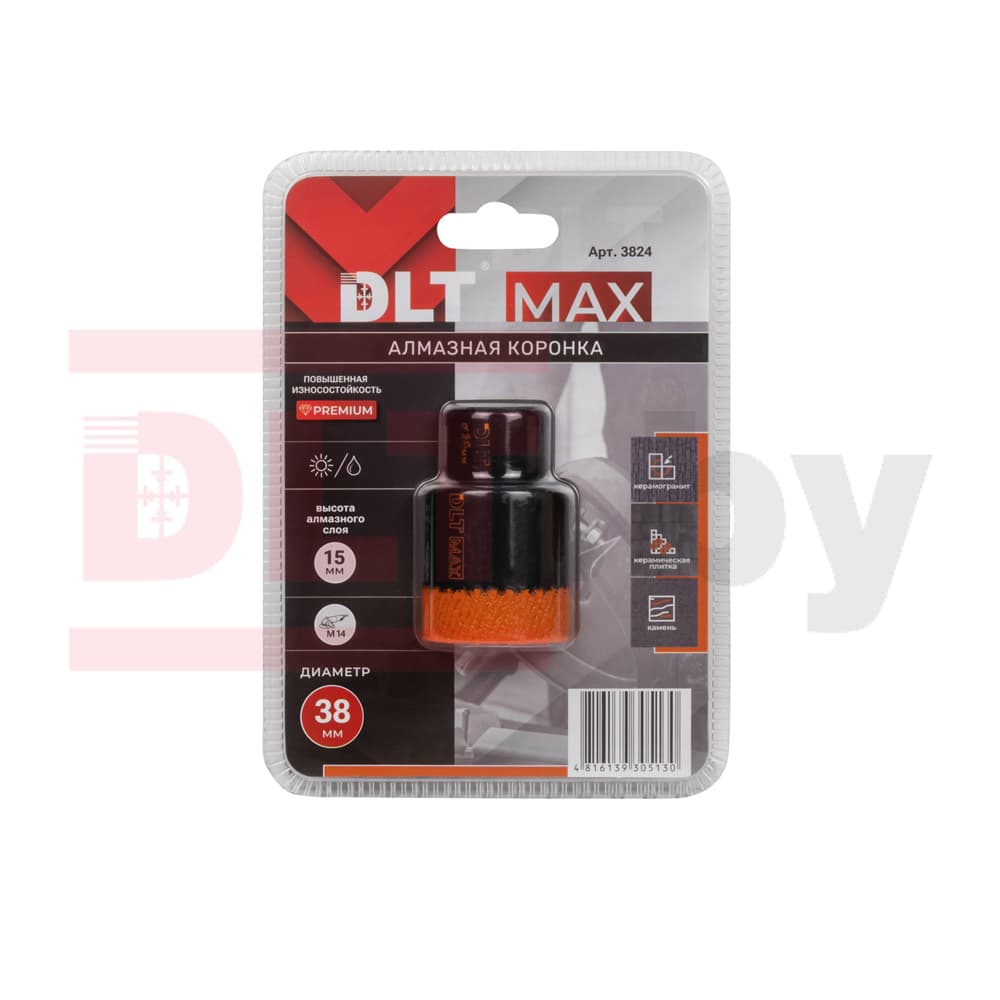 Коронка алмазная для керамогранита и камня DLT MAX, 38мм, арт. 3824 - фото 4