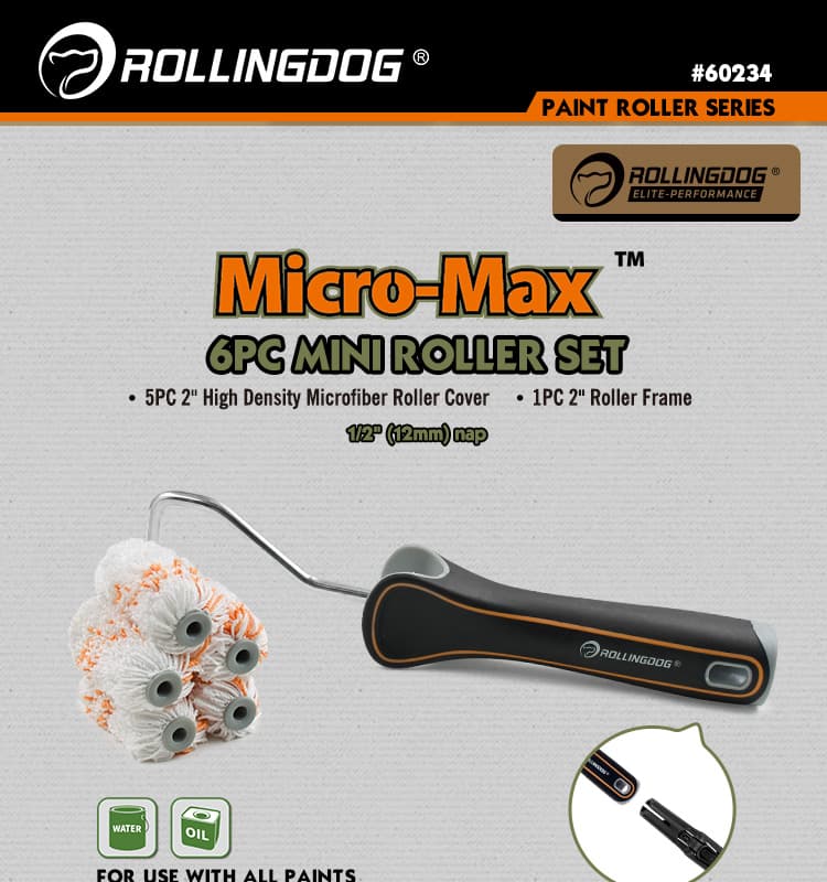 Набор валиков с бюгелем Rollingdog Micro-Max 50мм, ворс 12мм, микрофибра арт.60234 - фото 11