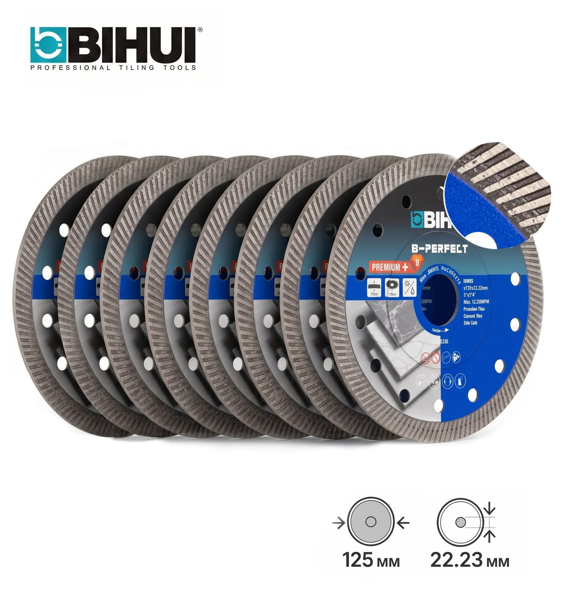 Алмазный диск BIHUI SUPER THIN TURBO, 125х1,4мм (набор 8 шт) арт.DCBN5X8