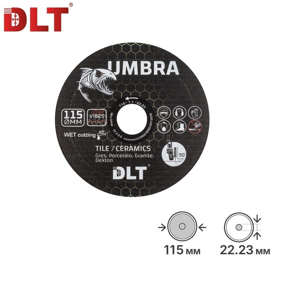 Алмазный диск DLT Umbra (ЗАВОДСКОЙ РЕЗ), 115x1,1мм из черной смолы, арт.5225